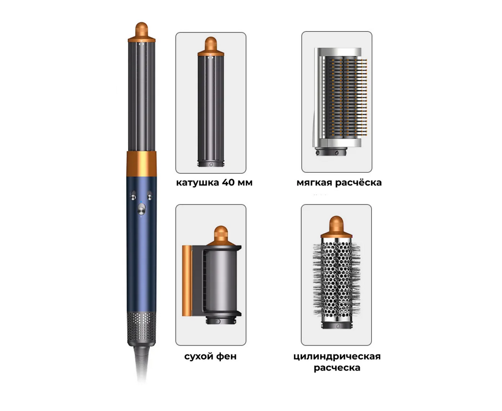 Мультистайлер Sen Cici Men Airwrap (Gold/Blue) 4 насадки EU