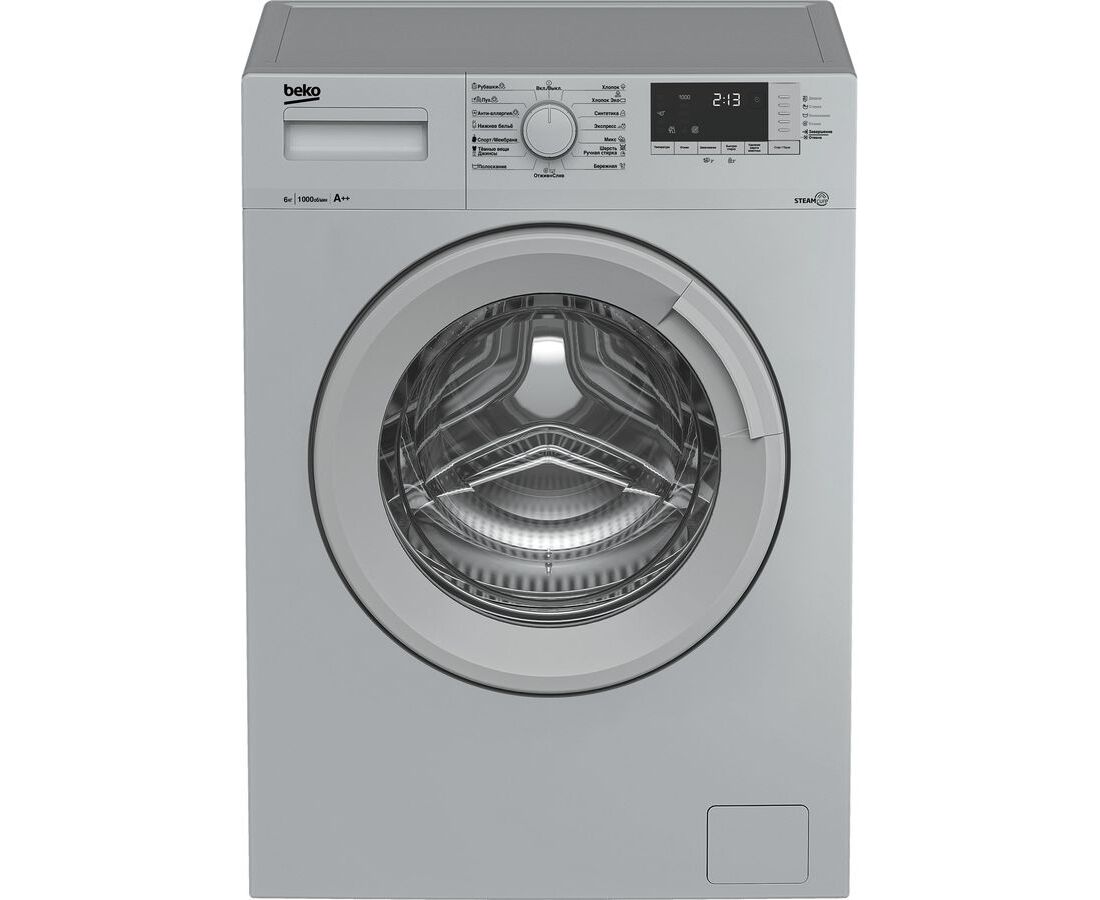 Стиральная машина Beko WSRE6512 ZSS серебристая, 84х 60х 41,5см, 6кг