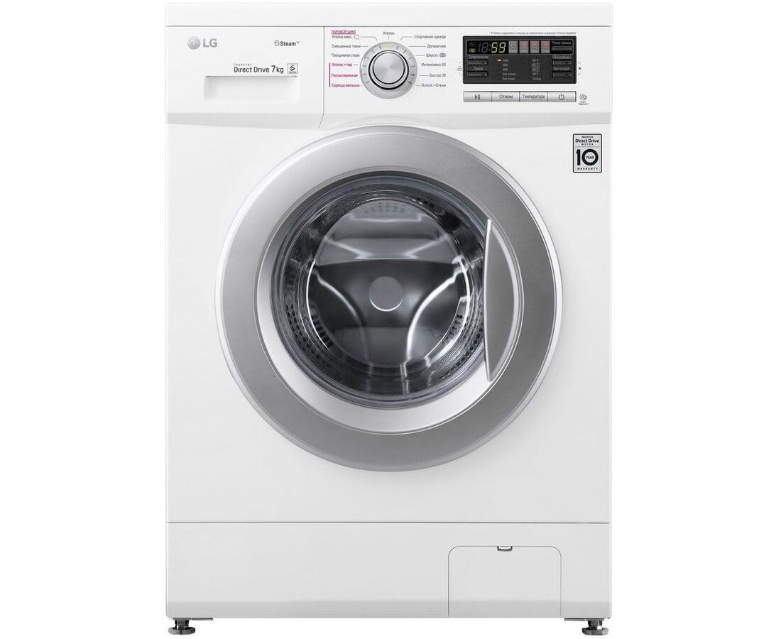 Стиральная машина LG F1296 HDS1 белый, 60x44x85 см, фронтальная 7кг, 1200 об/мин, классы А/А/В
