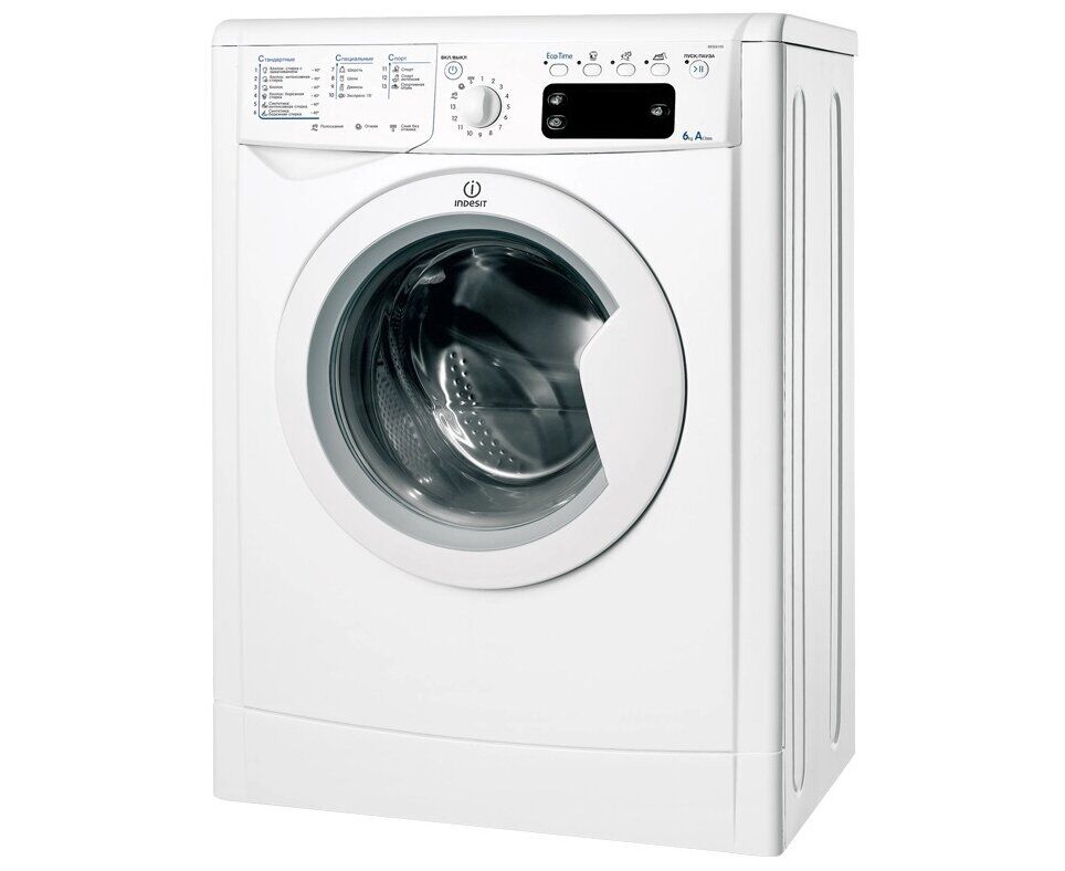 Стиральная машина Indesit IWSE 6105 (CIS)L белая, фронтальная, класс: A, макс. загрузка:6кг, 59.50х 42х 85 см, 1000 об/мин, дисплей