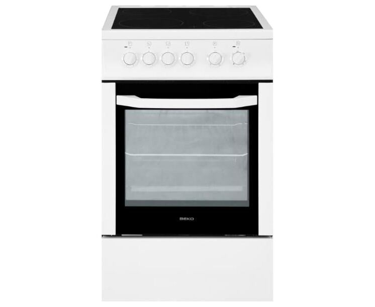Плита Электрическая Beko FFSS57000 W белый стеклокерамика, 85x50x60см, 4 конфороки, духовка 60л, класс А