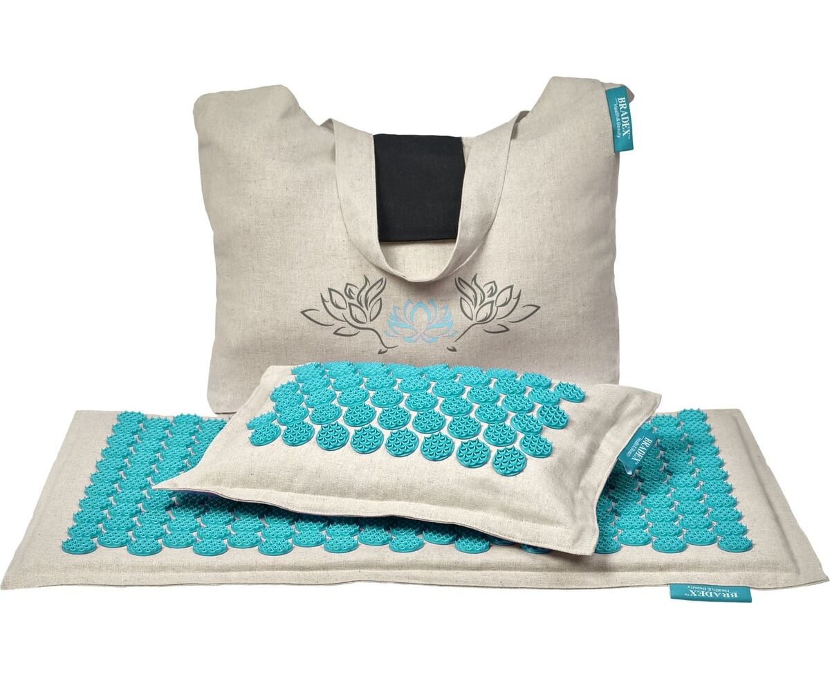 Набор акупунктурный Bradex KZ 0712 Нирвана бежевый бирюзовые шипы премиум-серия