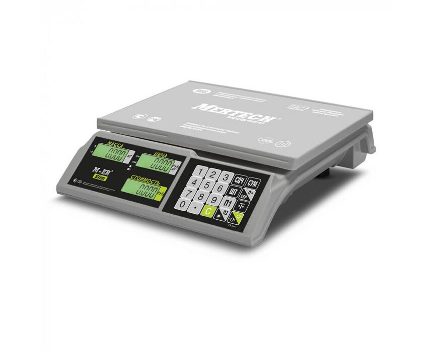 Фасовочные настольные весы MERTECH M-ER 326 AC-32.5 Slim LCD (3041) белые, 32кг