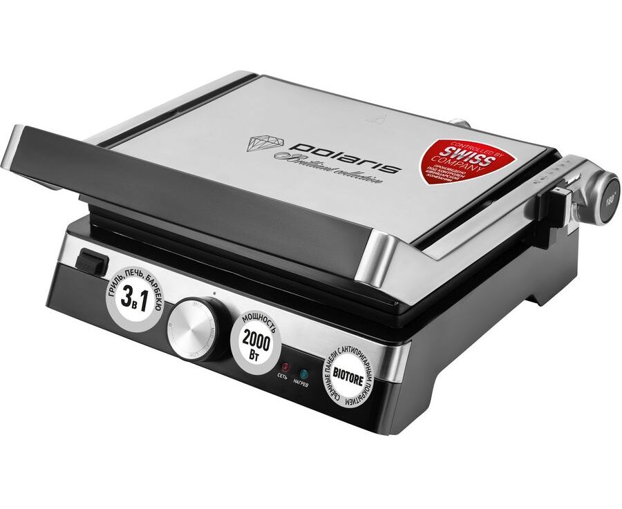 Электрогриль Polaris PGP 1902 серебристый