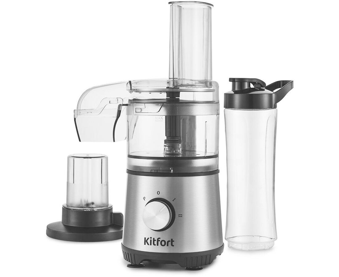 Кухонный комбайн Kitfort КТ-1386 серебристый/черный