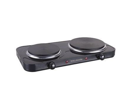 Плитка электрическая WILLMARK НS-215 (2 чугун конф.*155 mm/1000 Вт.,185*1500 Вт, нерж стали, черный)