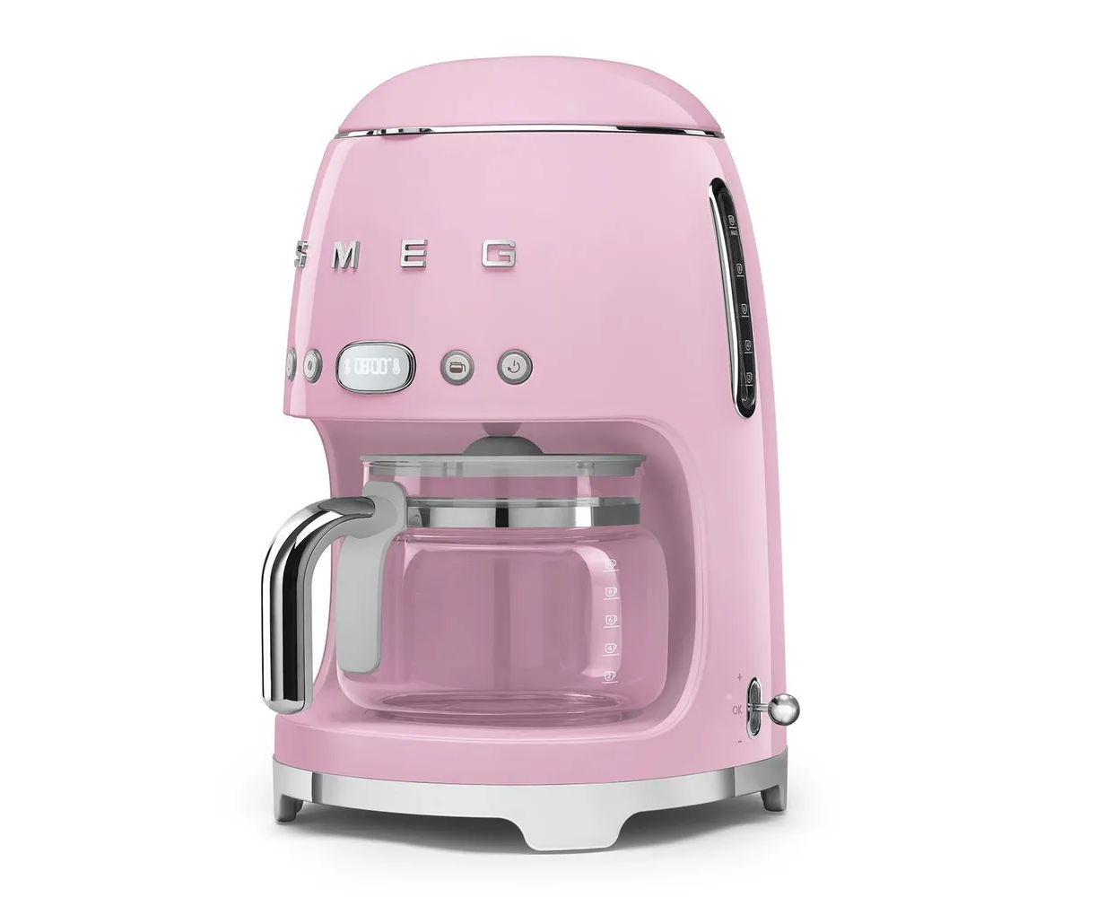 Кофеварка SMEG DCF02 PKEU розовый стиль 50-х годов, 10 чашек, 1.4 л