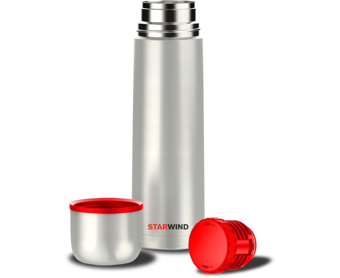 Термос Starwind 10-1000 серебристый/красный