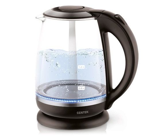 Чайник Centek CT-0015 стекло, 2.0л, 2200 Вт, внутрення LED подсветка, кнопка