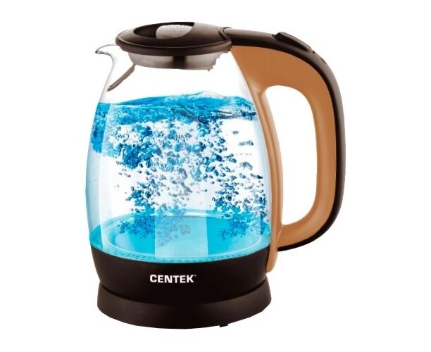 Чайник Centek СТ-0056 (бежевый/кофе) стекло 1.7л. 2200 Вт. LED - подсветка. боросиликатное стекло