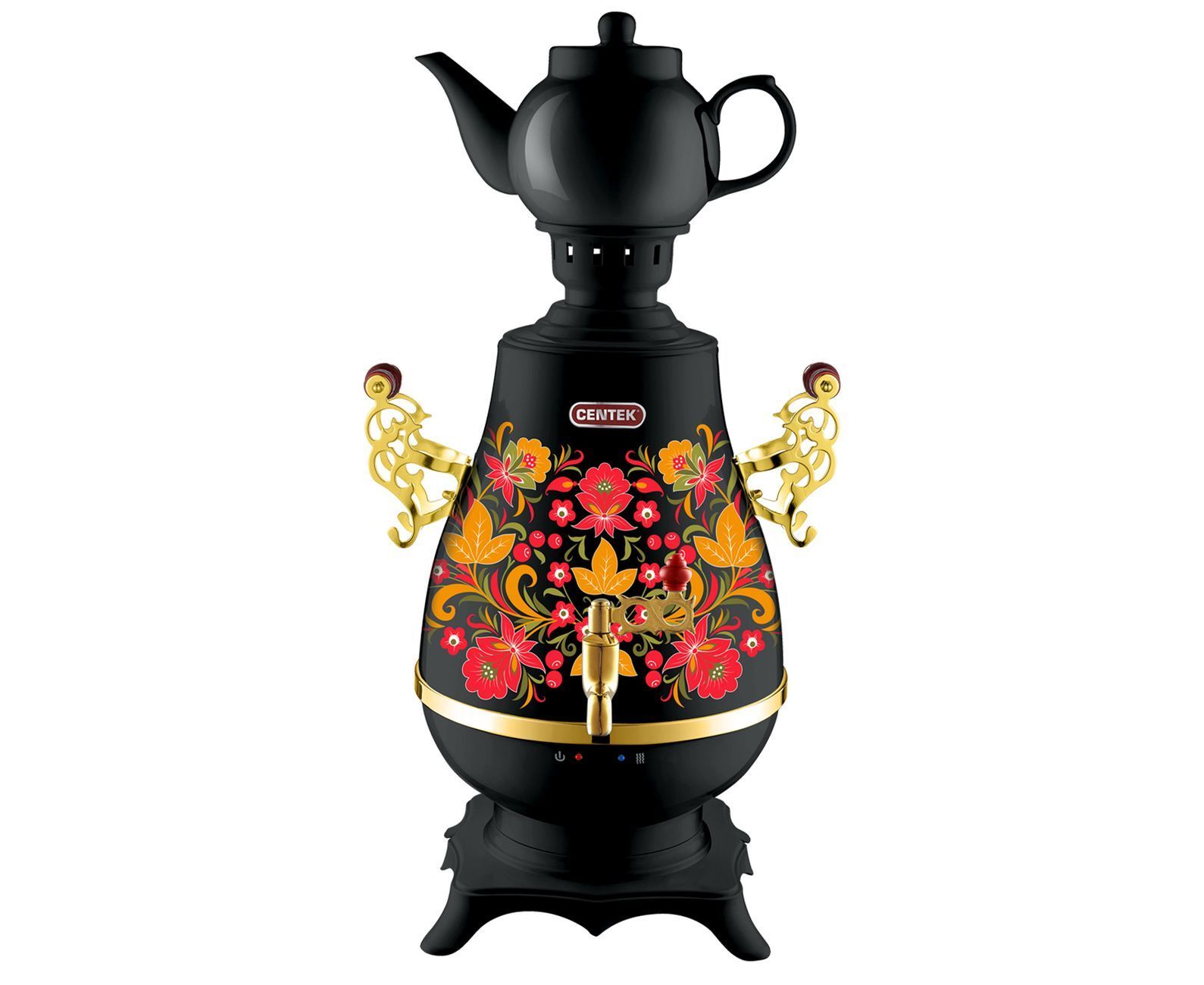 Самовар Centek CT-0092 B (черн+рисунок+золото)