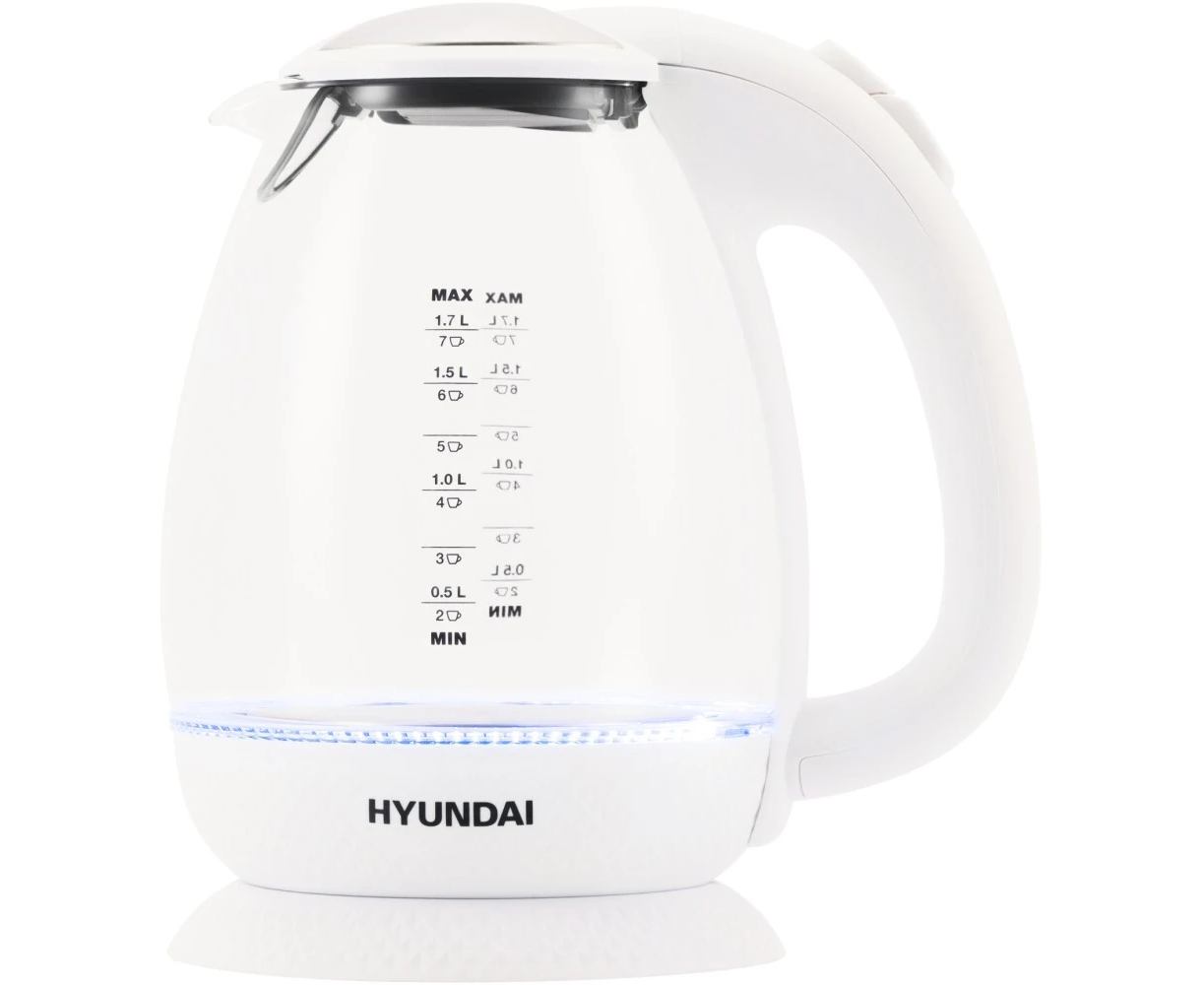 Чайник Hyundai HYK-G3805 1.7л. 2200 Вт белый (стекло)