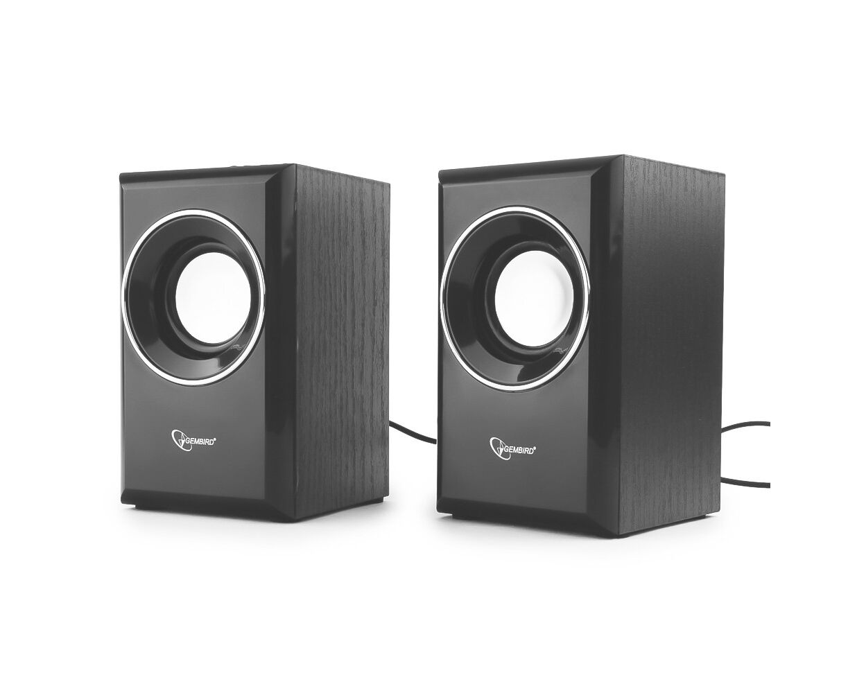 Gembird SPK-204, МДФ, черный ,2х 3 Вт, регулятор громкости, USB-питание