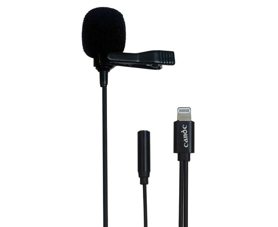 Микрофон CANDC DC-C11, петличный, Lightning+AUX, 6 м, черный