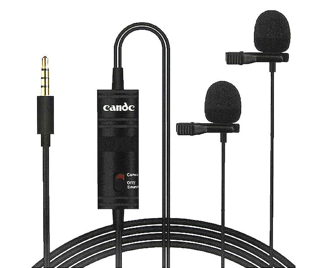 Микрофон CANDC DC-C2, петличный, Jack 3.5mm, черный, двойной всенаправленный
