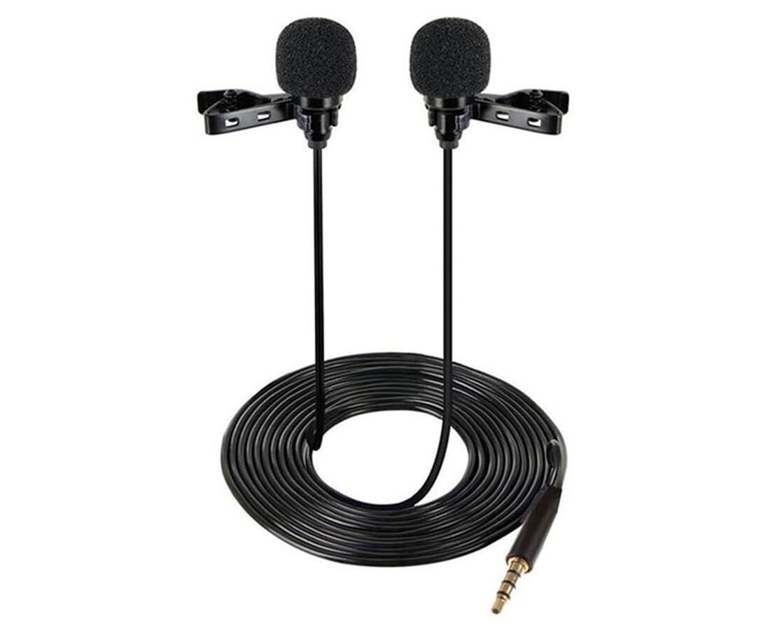 Микрофон CANDC DC-C6 DM двойной, петличный, Jack 3.5mm, черный