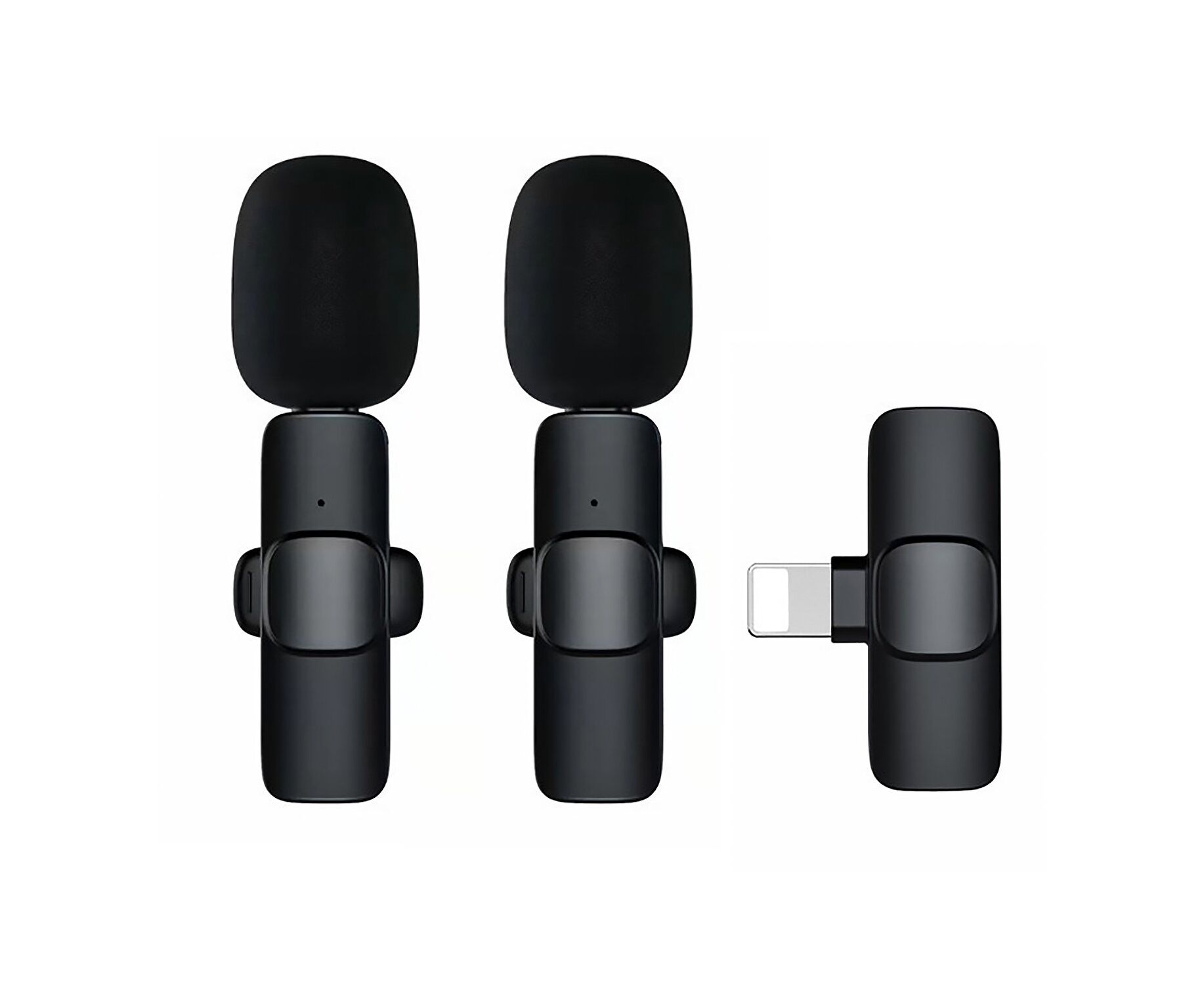 Беспроводной Микрофон петличка - K9 двойной с прищепкой для телефона, Lightning (black) (209932)