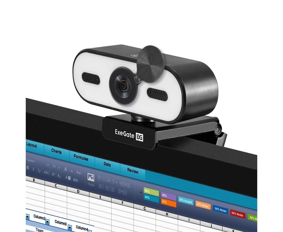 Web камерма Exe Gate e Studio EW-722 (EX299465 RUS) 2 K AF, 5 Мп, 2560х 1440, 1440 P, 30fps, автоматический фокус, подсветка, защитная шторка