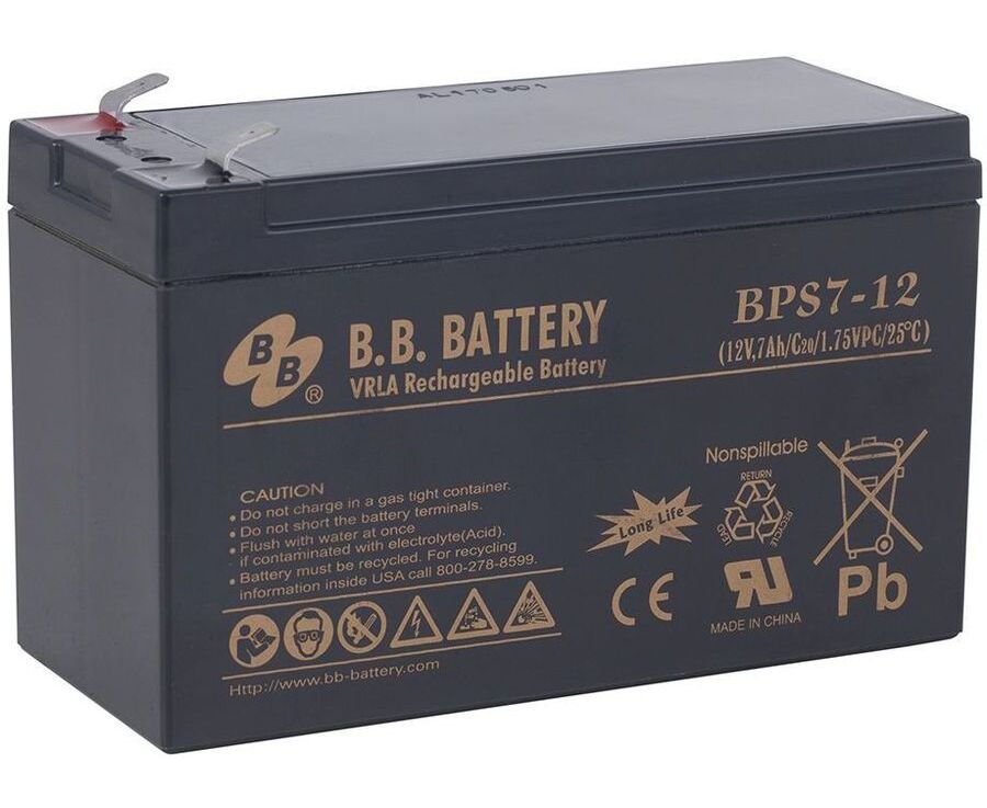 Аккумулятор 12 В 7,0 Ач BB Baterry BPS 7-12, 2,54 kg, 151x65x93 mm
