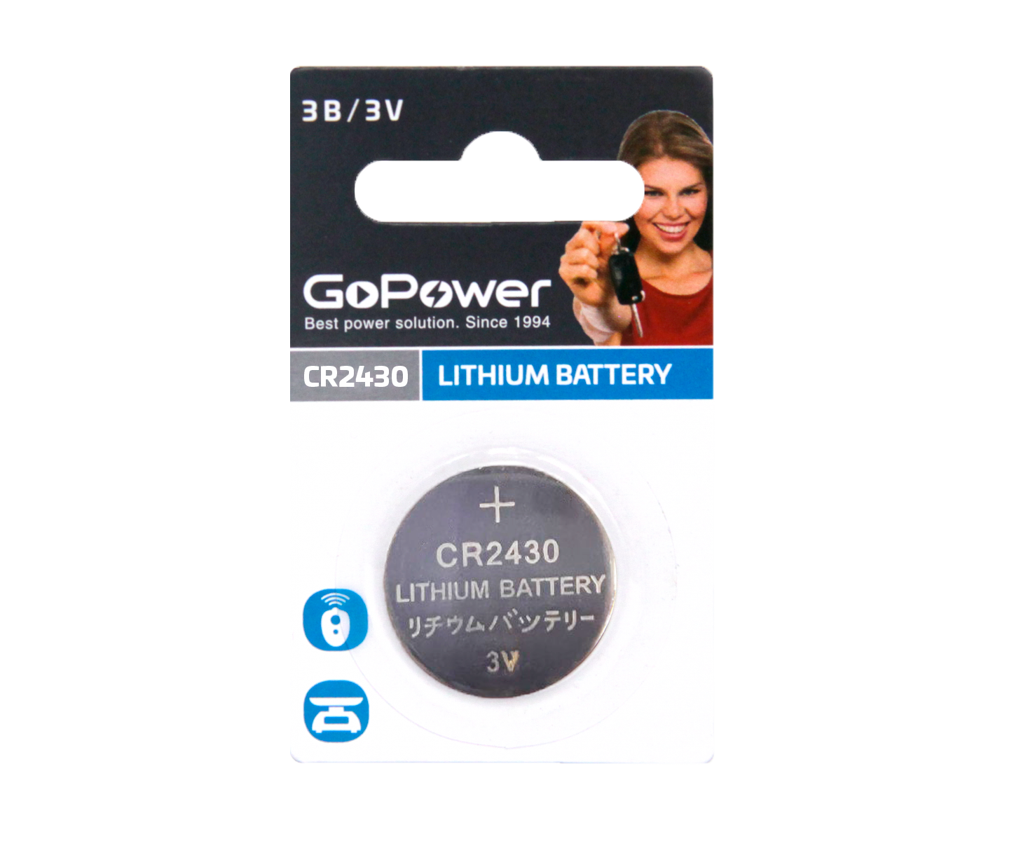 Батарейка Go Power CR2430 BL1 Lithium 3 V (1/40/2000)