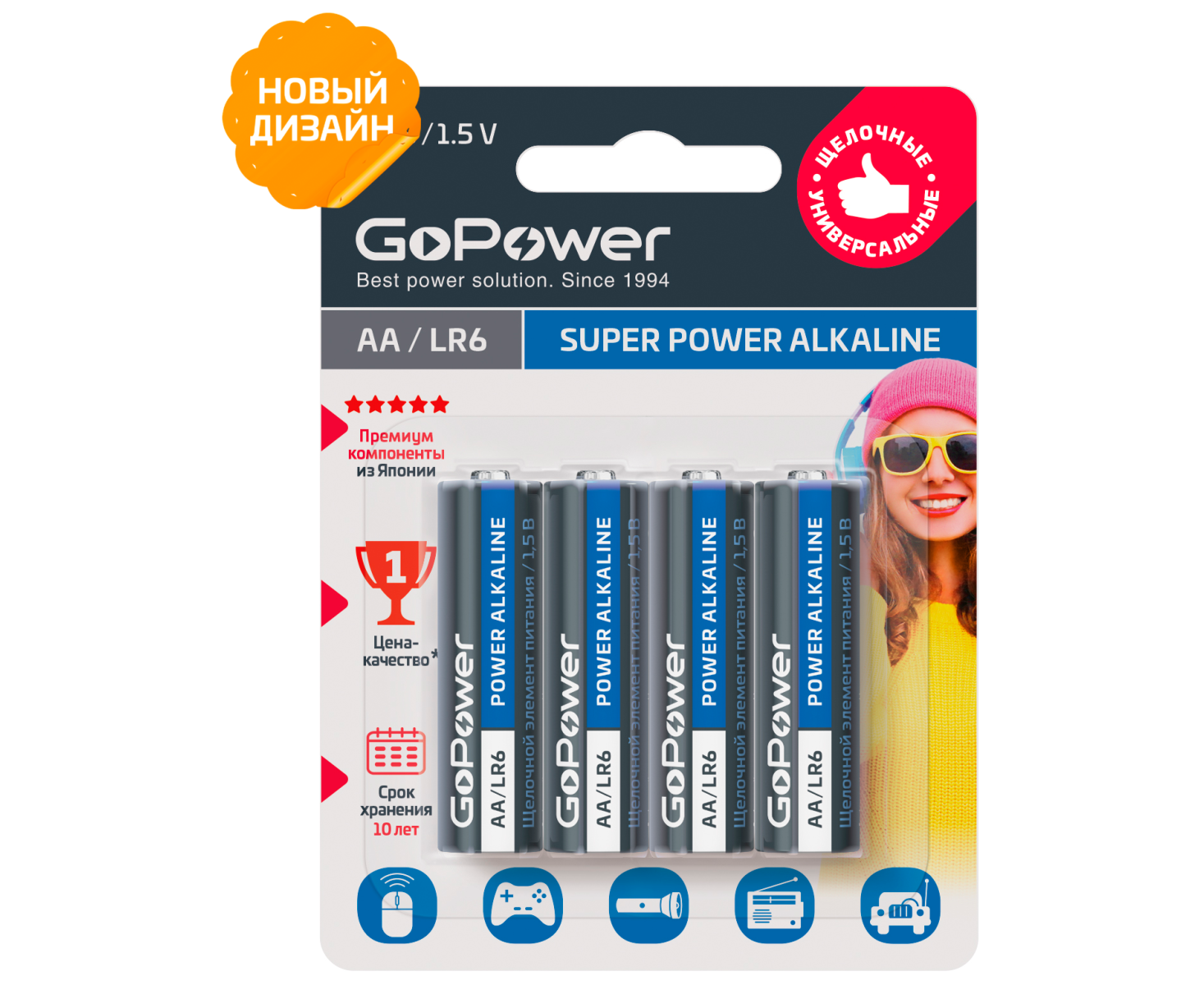 Батарейка Go Power LR6 AA BL4 Alkaline 1.5 V (4/48/576)