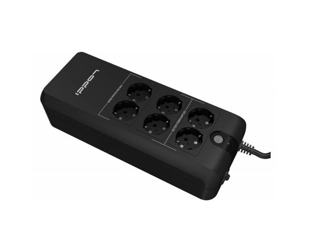 ИБП Ippon Back Verso 600 EURO,резервный, 600 ВА / 300 Вт, количество выходных разъемов: 6 (4 с питанием от батареи), защита телефонной линии