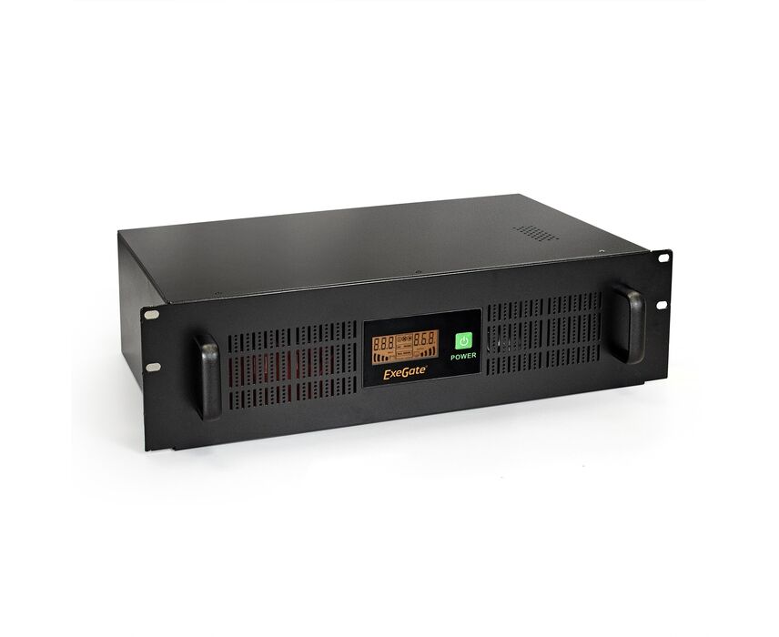 ИБП Exe Gate EP270874 RUS Power RM Smart UNL-1500 LCD (1500 VA, Black, 2 U, 3 евророзетки, USB)