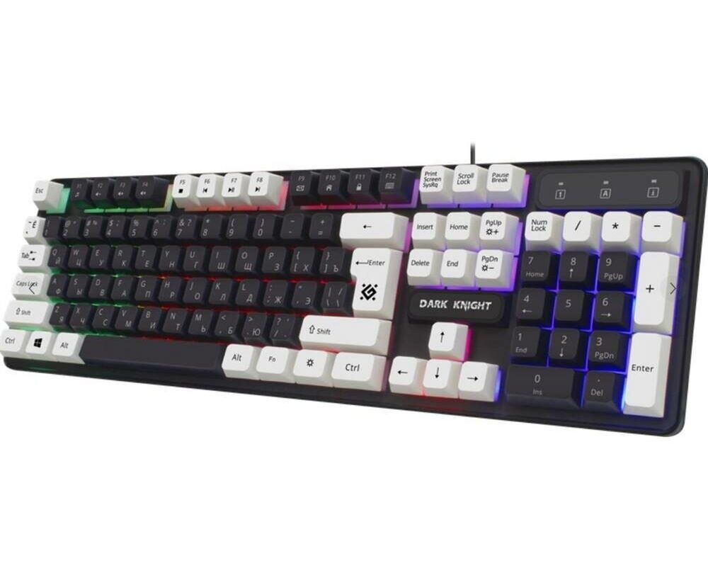 Клавиатура игровая DEFENDER Dark Knight GK-077 45077, черно-белая