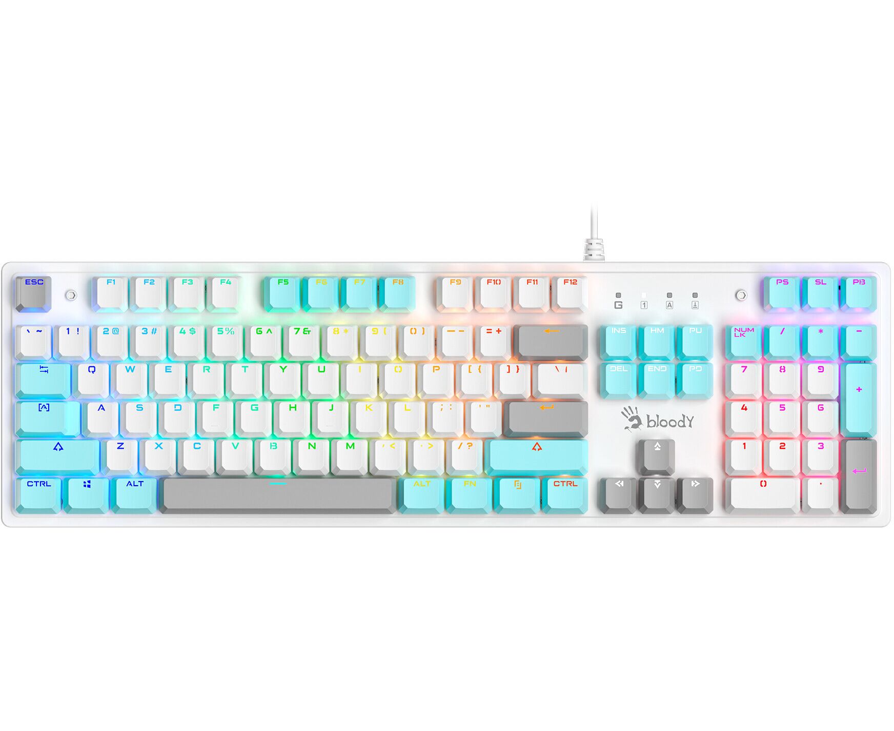 Клавиатура A4 Tech Bloody S510 N белый USB for gamer LED (S510 N (Icy White ))