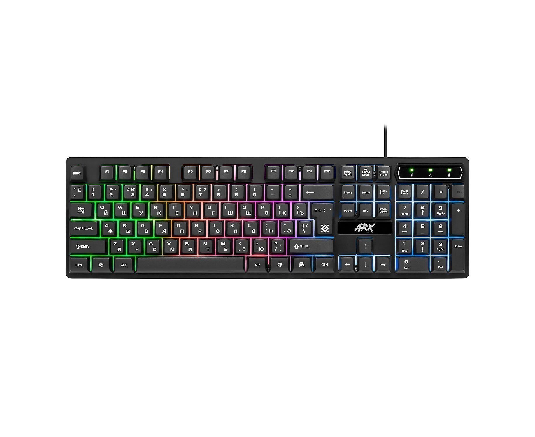 Клавиатура Defender Arx GK-196 L мембранная игровая с подсветкой USB (black) (202855)