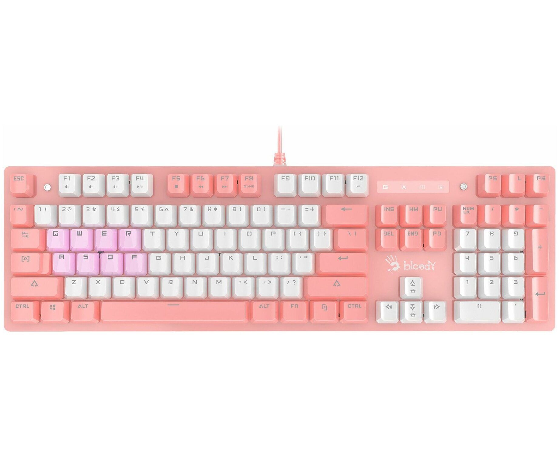 Клавиатура A4 Tech Bloody B800 Dual Color розовый/белый USB for gamer LED