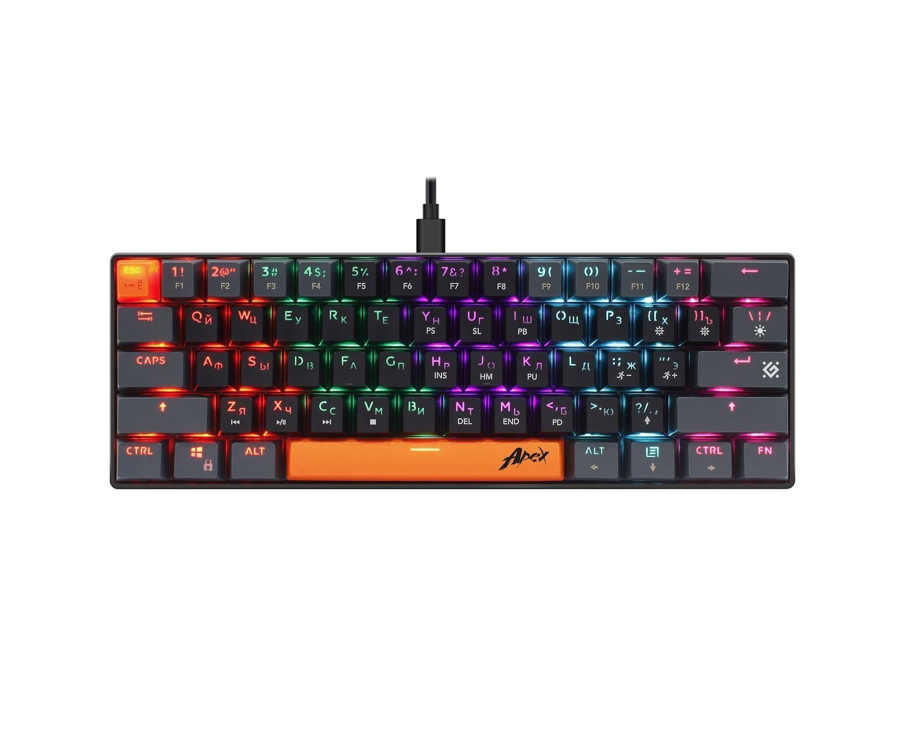 Клавиатура Defender Apex GK-002 игровая механическая (61кн, OUTEMU Red) (black) (237346)