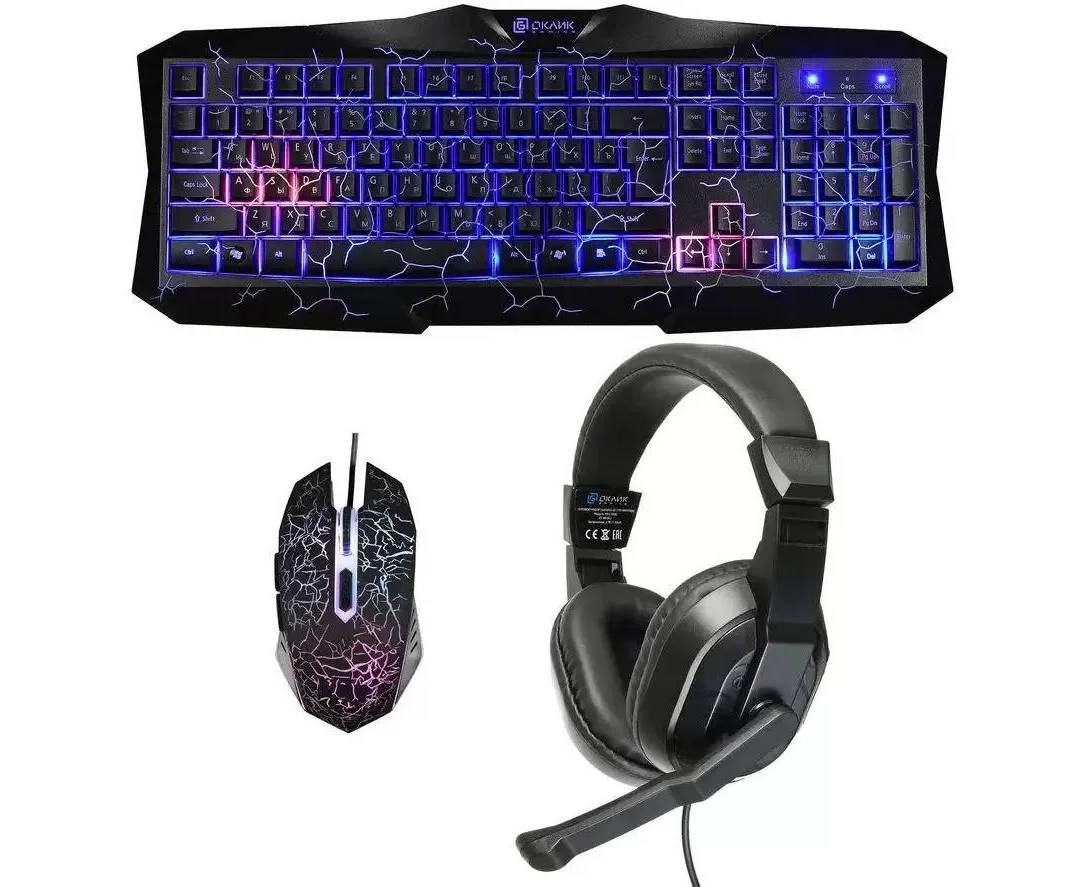 Комплект Оклик HS-HKM100 G Imperial 489352 клавиатура/мышь/гарнитура черный