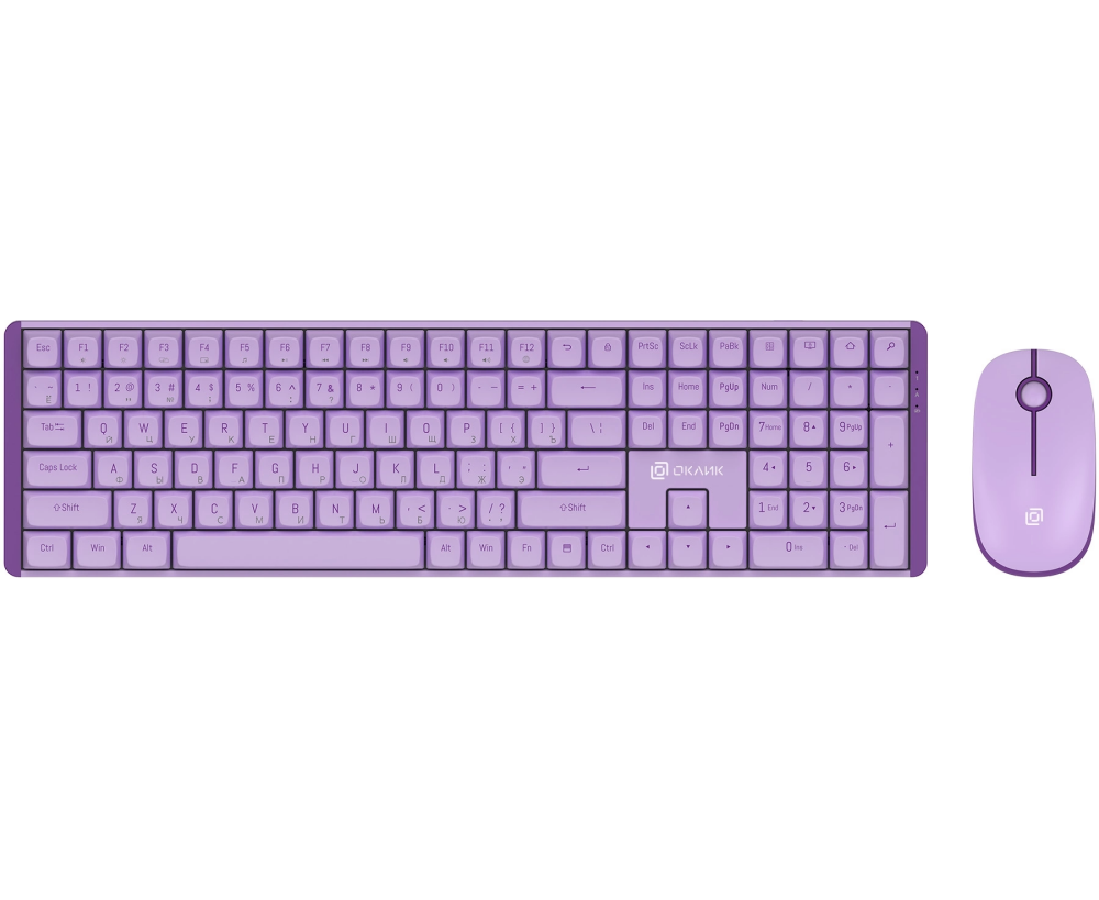 Клавиатура + мышь OKLICK S315 W клав:сиреневый мышь:сиреневый USB беспроводная Multimedia (1978643)