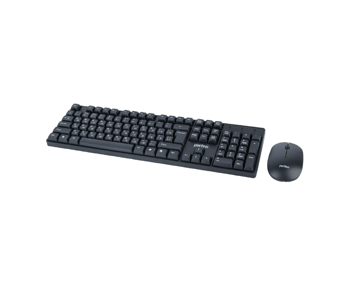 Беспроводной набор Perfeo клавиатура + мышь "NEAR", USB: кл.104 кн. + мышь 3 кн., 1000 DPI, чёрный