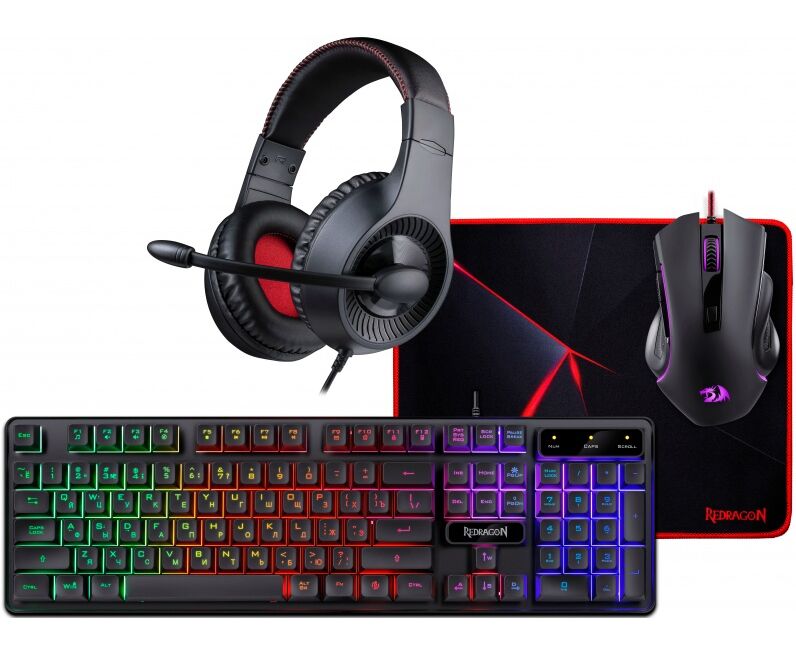 Набор игровой REDRAGON S137 мышь+клавиатура+ковер+наушники, 72335