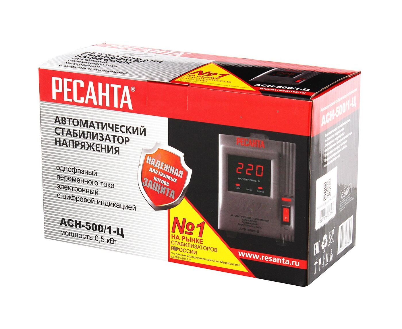 Стабилизатор напряжения Ресанта АСН-500/1-Ц серый (63/6/1)