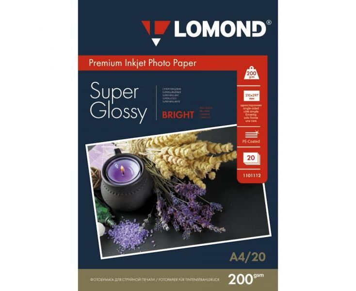 Фотобумага Lomond 1101112 A4/200г/м 2/20л./белый высокоглянцевое для струйной печати