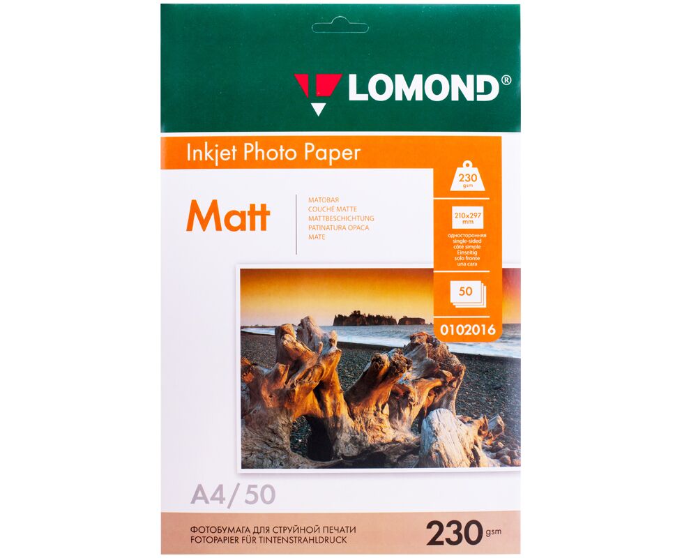 Фотобумага Lomond 0102016 A4/230г/м 2/50л./белый матовое для струйной печати