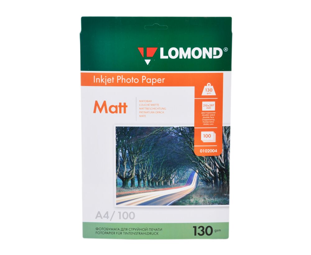 Фотобумага Lomond 0102004 A4/130г/м 2/100л./белый матовое/матовое для струйной печати