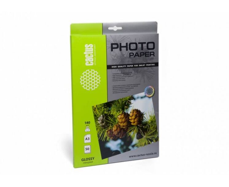 Фотобумага Cactus CS-GA314050 A3/140г/м 2/50л/белый глянцевое для струйной печати
