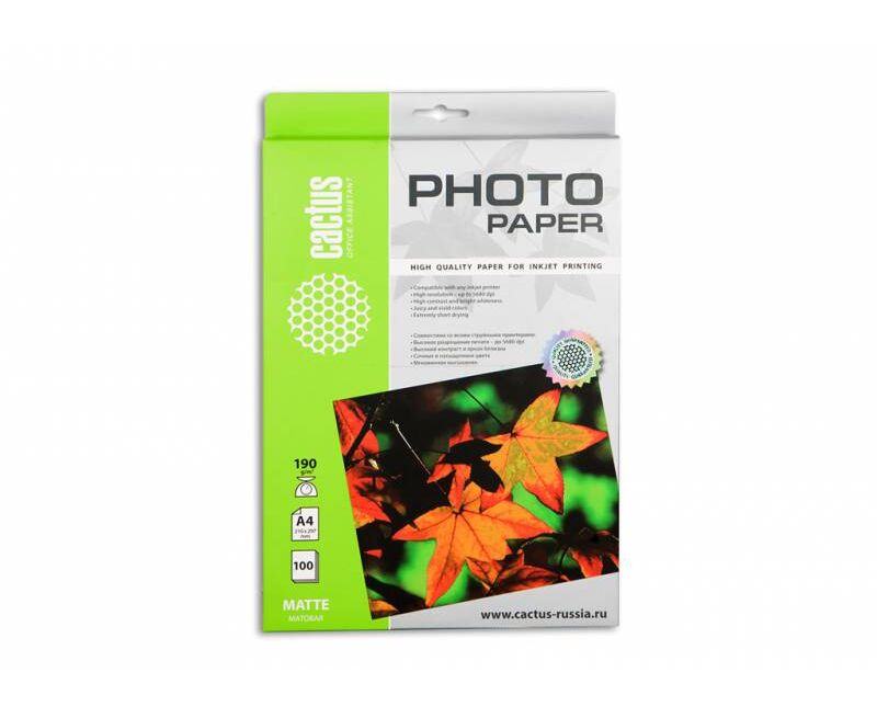 Фотобумага Cactus CS-MA4190100 A4/190г/м 2/100л/белый матовое для струйной печати