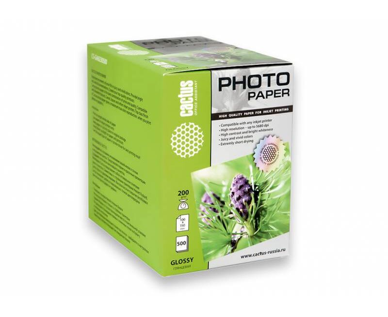 Фотобумага Cactus CS-GA6200500 10x15/200г/м 2/500л/белый глянцевое для струйной печати