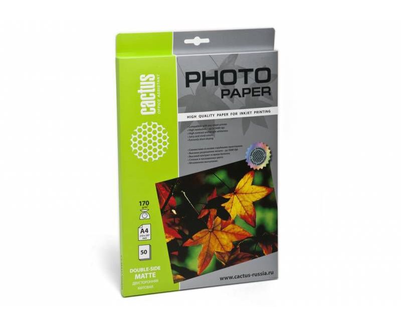 Фотобумага Cactus CS-MA417050 DS A4/170г/м 2/50л/белый матовое/матовое для струйной печати