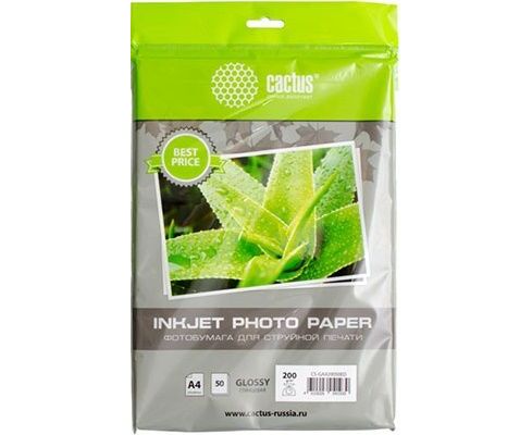 Фотобумага Cactus CS-GA423050 ED A4/230г/м 2/50л/белый глянцевое для струйной печати