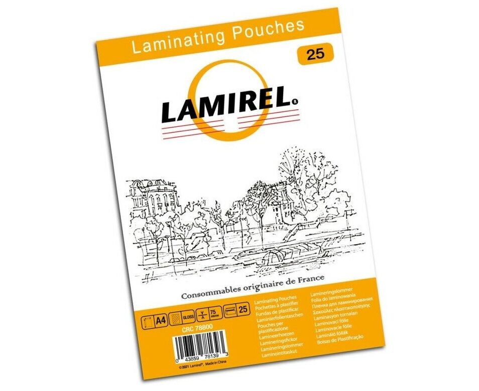 Пленка для ламинирования Fellowes Lamirel LA-78800 216x303мм 75мкм A4 25шт глянцевая
