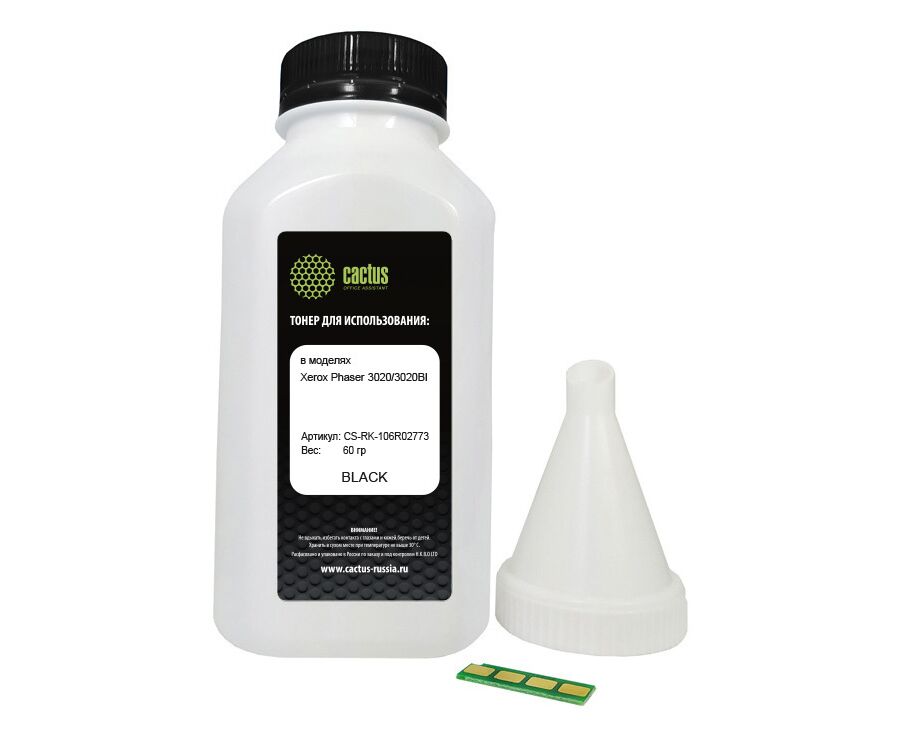 Тонер Cactus CS-RK-106 R02773 черный флакон 60гр в компл чип для принтера Xerox Phaser 3020/3020 BI