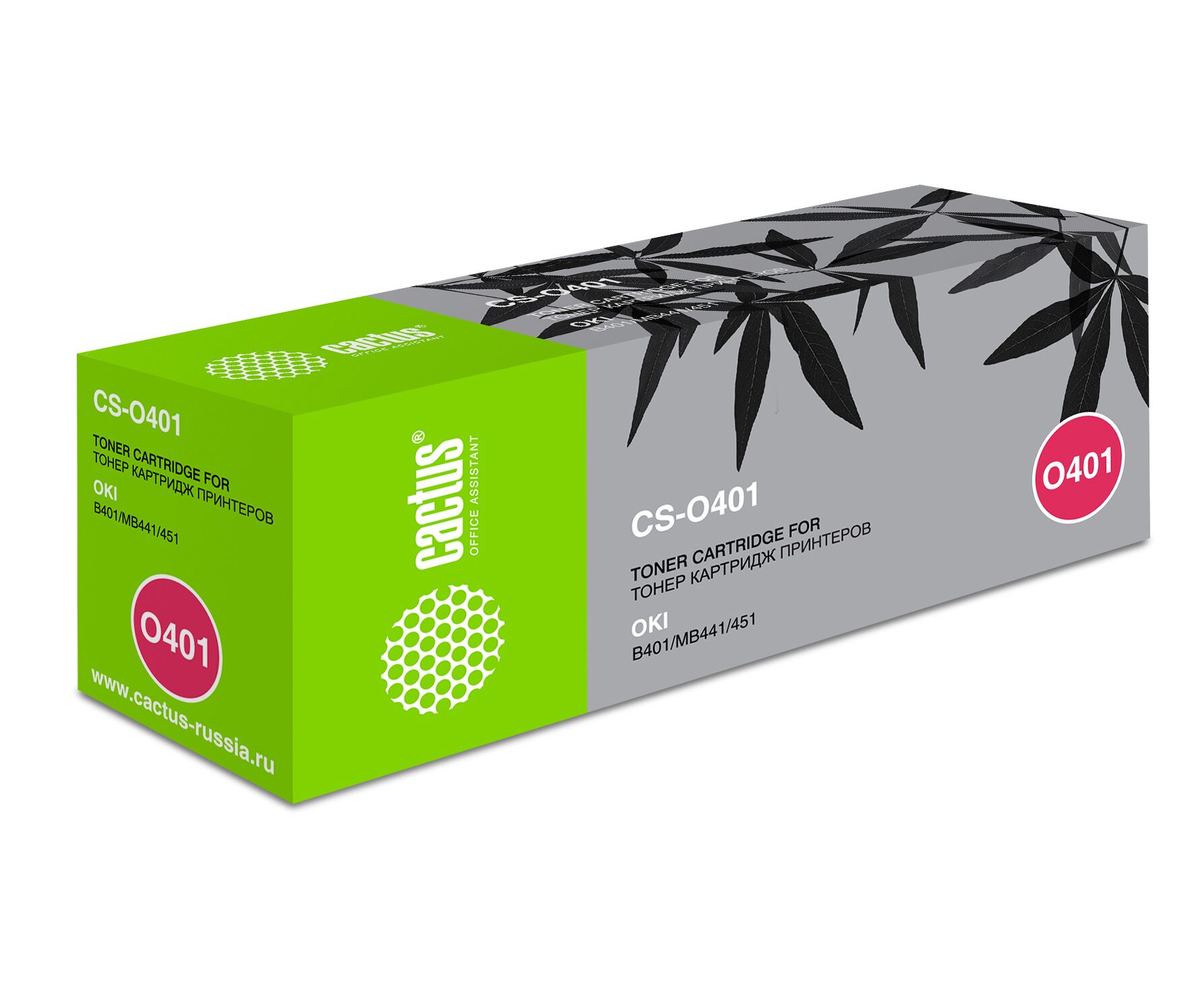 Тонер Картридж Cactus CS-O401 44992403 черный для Oki B401/MB441/451 (1500стр.)