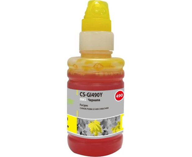 Чернила Cactus CS-GI490 Y GI-490 желтый 100мл для Canon Pixma G1400/G2400/G3400