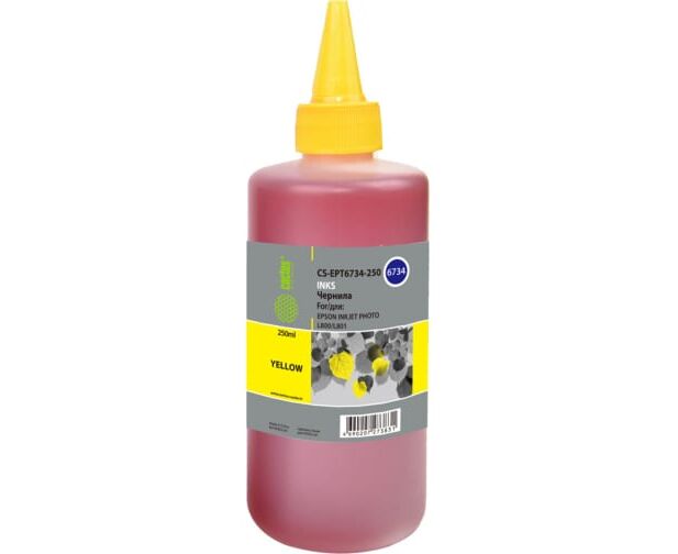 Чернила Cactus CS-EPT6734-250 T6734 желтый 250мл для Epson L800/L810/L850/L1800